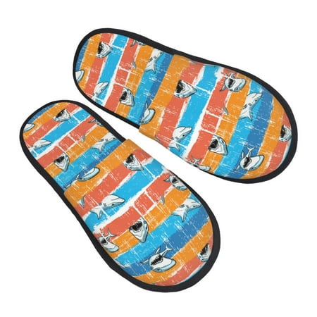 

Ocsxa Mens Womens Cozy Memory Foam Scuff Slippers Slip On Warm House Shoes Indoor/Outdoor Shark On Line Designs-Medium