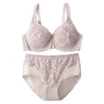 thumbnail image 1 of Conjunto de bragas y sujetador para mujer, sujetador de encaje con aros, ropa interior de cintura alta, elástico para uso diario, citas, color caqui 85E, 1 of 5
