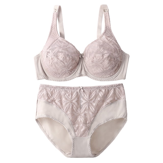 Conjunto de bragas y sujetador para mujer, sujetador de encaje con aros, ropa interior de cintura alta, elástico para uso diario, citas, color caqui 85E