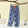 thumbnail image 5 of Toddler Baby Boys Girls Long Pants Flower Printed Wide Leg Elastic Waist Cotton Mosquito Pants Summer Casual Loose Thin Bloomers for 2-12 Years, 5 of 5