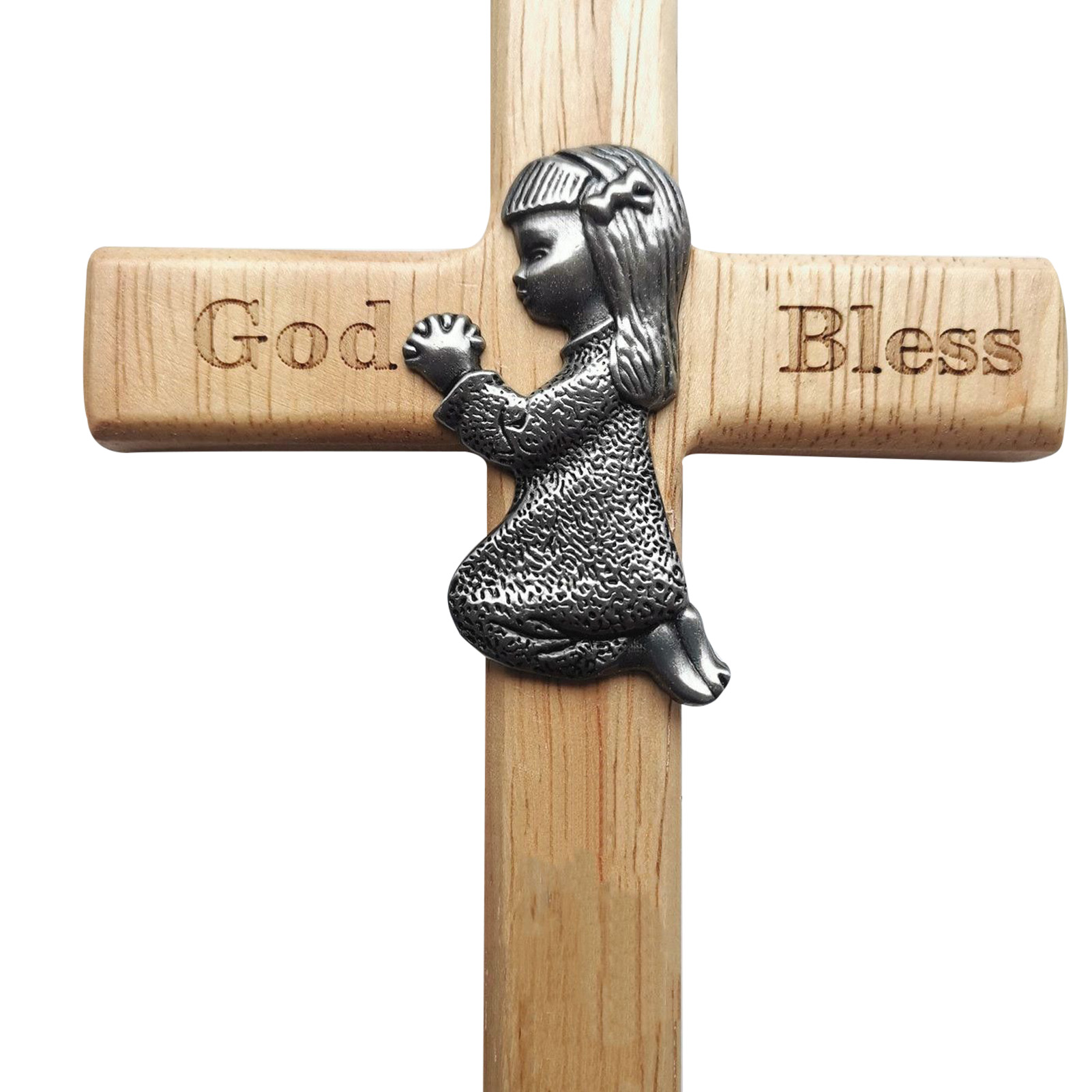 Baby Cross Ornament, Wooden Personalized Praying Boy Praying Girl Baby