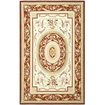 SAFAVIEH Chelsea Patton Floral Wool Area Rug, Ivory/Burgundy, 7'9" x 9'9"