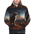 thumbnail image 3 of Zufioo Pyramid Desert Cat Design Fleece Comfortable Hoodie for Mens,Sweatshirt for Men,Pullover Hooded Sweatshirt for Men -3X-Large, 3 of 5