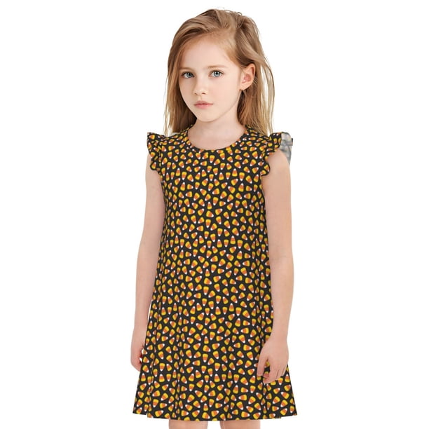 Balery Candy Corn Camisón de princesa para niñas, pijama de algodón con mangas abullonadas, suave y bonito.-Medium