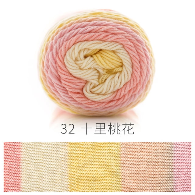 Nvzi Hilo para ganchillo, Hilo degradado en ovillo de 100 g (3,52 oz) 193 m (211 yardas), Hilo de algodón arcoíris súper suave con efecto degradado para hacer manualidades coloridas, M