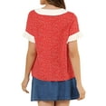thumbnail image 3 of INSPIRE CHIC Hauts Blouses à Pois pour Femmes à Col Claudine Contrastant à Manches Courtes, 3 of 5