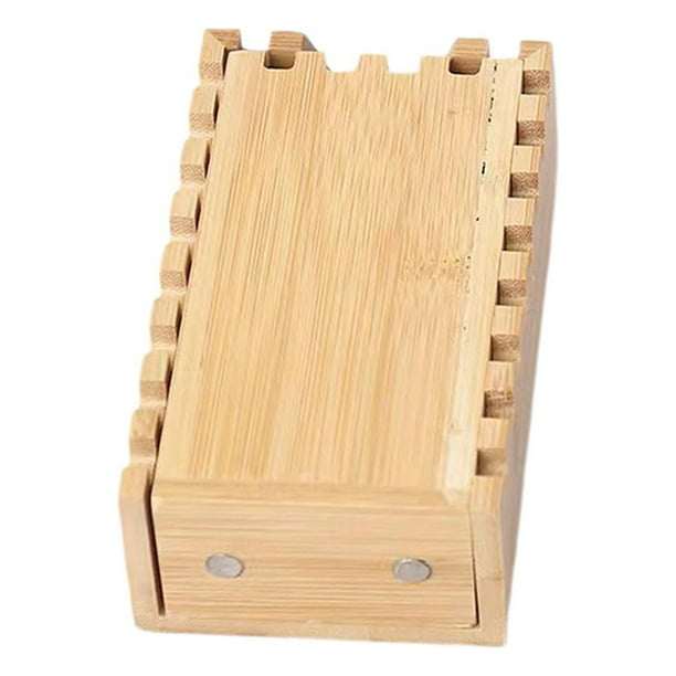 Bandeja de dados de bambú con torre de dados, plegable, portátil, hecha a mano, de madera con ruedas. dentado