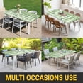thumbnail image 5 of Spring Plants Table Cloths for 8 Foot Rectangle Tables, Watercolor Birds Leaves Flowers Green Plaid Patio Waterproof Elastic Fitted Tablecloths, Washable Rectangular Table Cover for Camping, 5 of 8