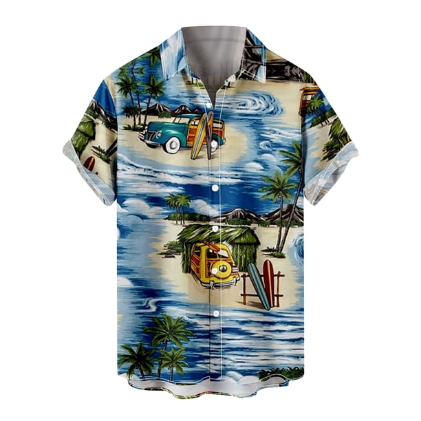 Camisas Para Hombre Camisa Hawaiana Casual Sin Posicionamiento Botones de Impresión Beach Turndown Blusa de Manga Corta Odeerbi ODB157349