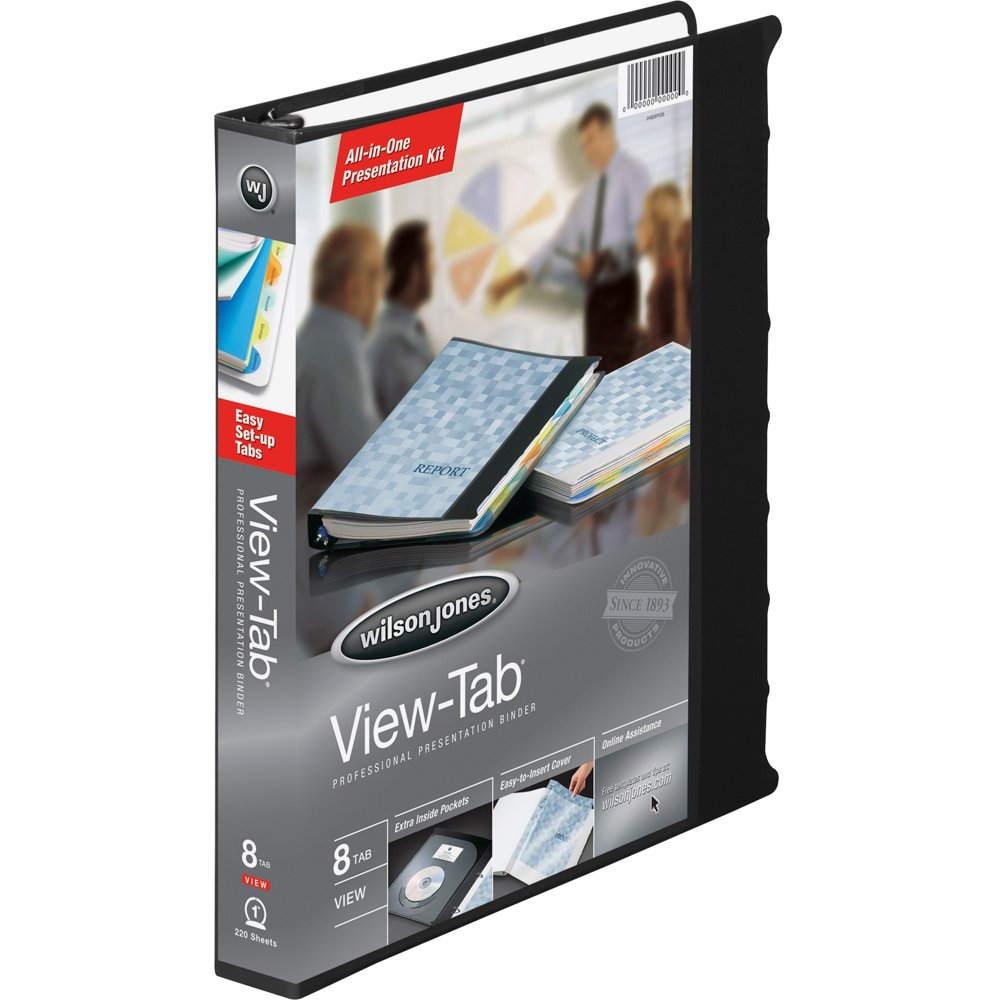 Wilson Jones ViewTab 8Tab Presentation Binder, Black, 1 / Each