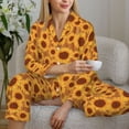 thumbnail image 6 of Bingfone Womens Pajama Sets Brown Wood Grain Sunflower A Print,Long Sleeve Loungewear Pajamas Set-Medium, 6 of 8