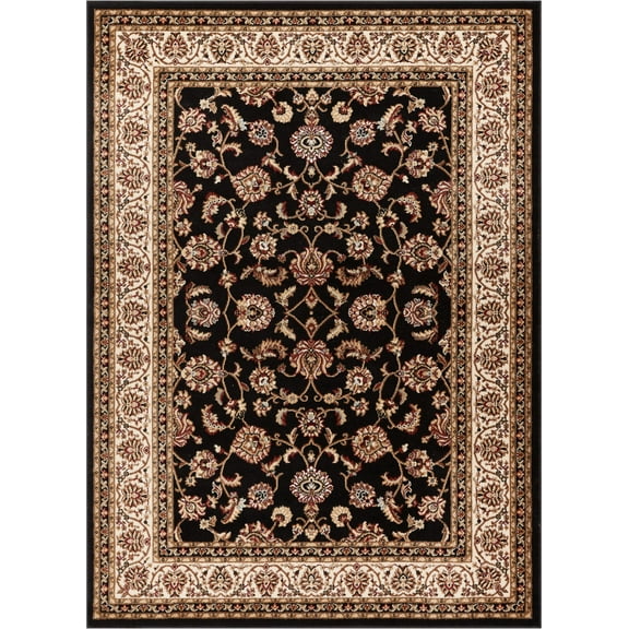 Well Woven Barclay Sarouk Traditional Oriental Panel Black 6'7" x 9'6" Area Rug