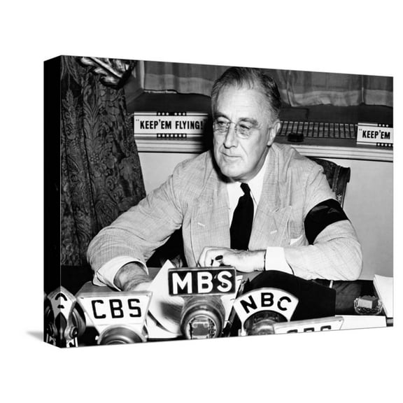Art.com President Franklin Roosevelt Warns the Nation About German Provocations Stretched Canvas Print Wall Art, 16" x 12"