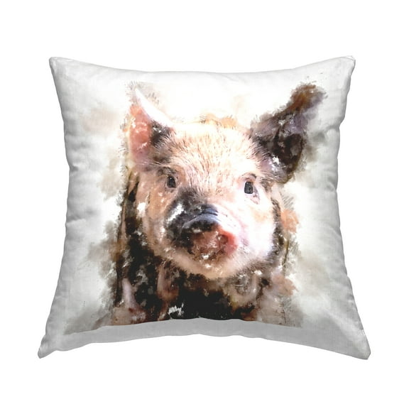 Stupell Industries Abstract Farm Pig Portrait Printed Throw Pillow Design by Kim Curinga
