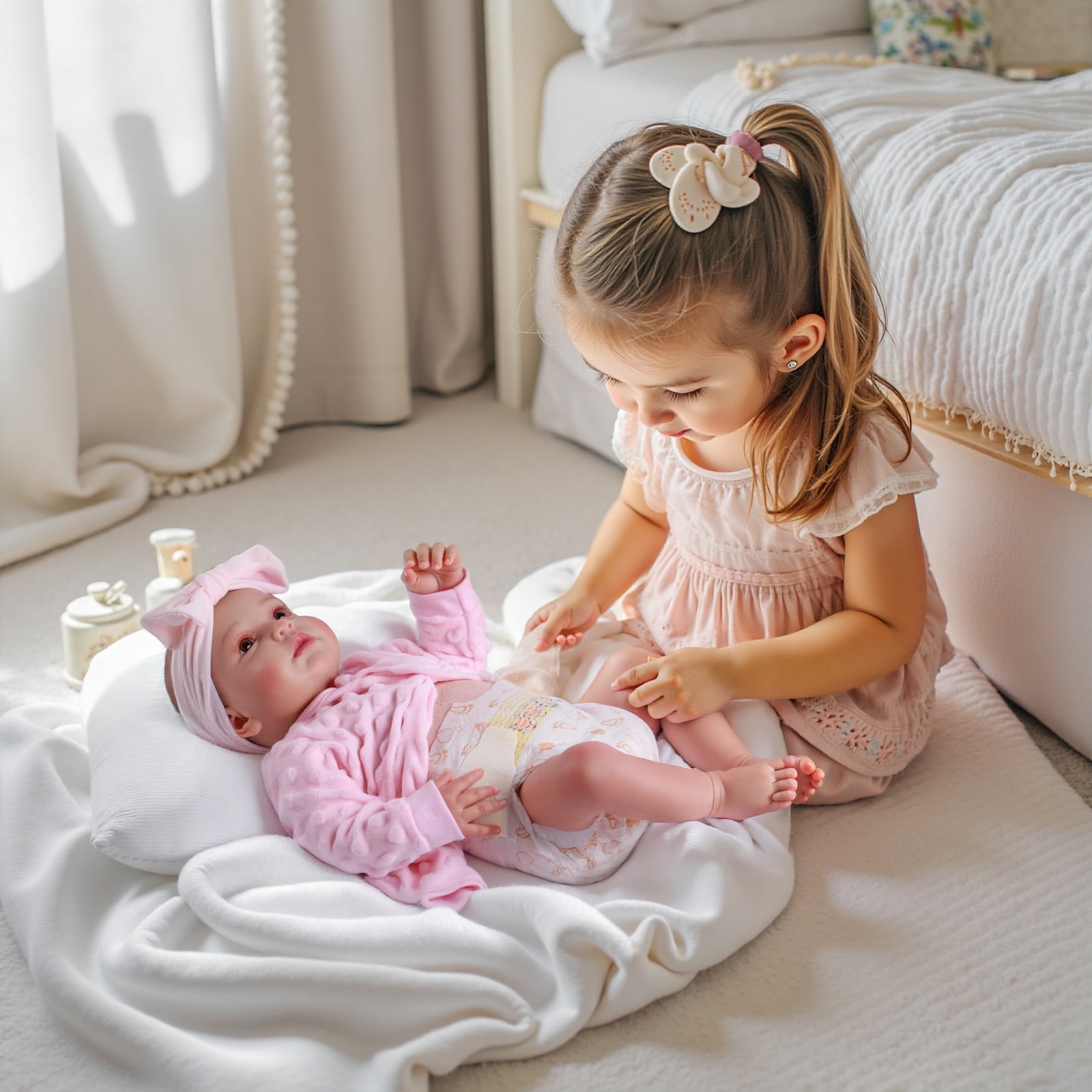 RSG Baby Dolls, 20 Inches Large Adorable Baby Doll with Cute Soft Body, Real Life Baby Dolls Girl, with Bottles & Pacifier, Diapers, Gift Idea for Ages 3+