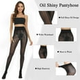 Manzi 2 Pairs Shiny Pantyhose,15D Slimming High Waist Sheer Oil Shimmery Tights for Women