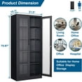 thumbnail image 3 of Display Cabinet-71 Inches 4 Adjustable Shelves Curio Cabinets with Locking Glass Doors Display Case for Collectibles, Cosmetics, Hydroponics, Books (Black,Assemble Required), 3 of 7