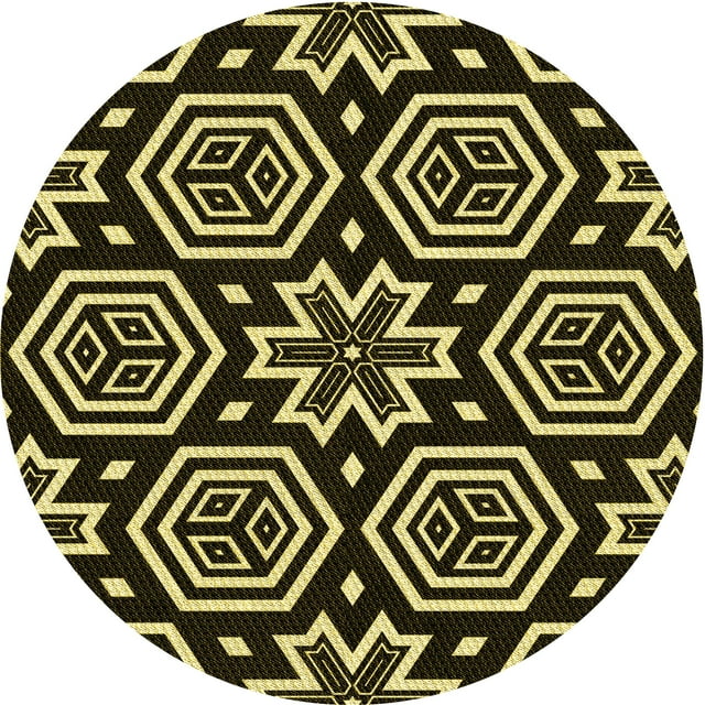 Ahgly Company Machine Washable Indoor Square Transitional Metallic Gold Area Rugs, 3' Square
