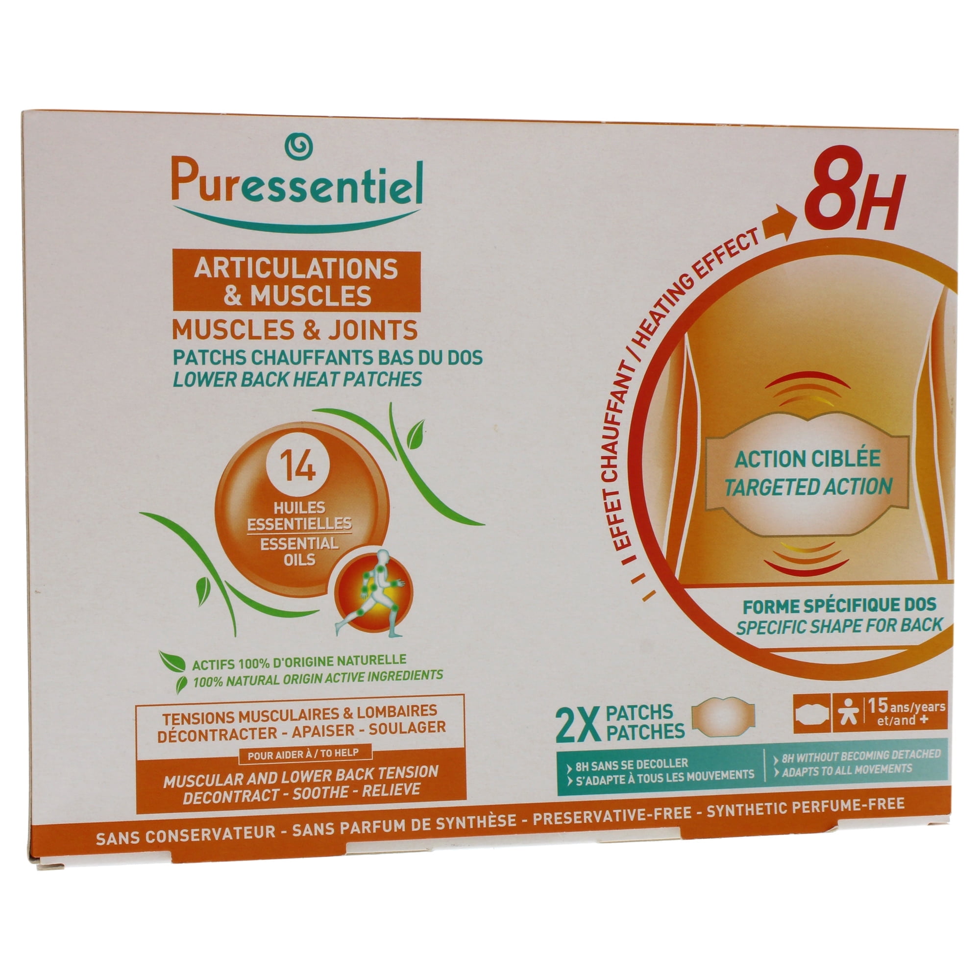 Puressentiel Muscles and Joints Lower Back Heat Patches, Heat Patches, 2 Pc