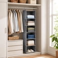 thumbnail image 5 of 6 Shelf Hanging Closet Organizer With 2 Side Pockets, Breathable Hook‑Mounted Shelf For Dorm Closet Garment Sorting & Household Storage(Black), 5 of 5
