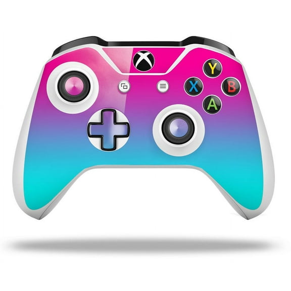 WraptorSkinz Decal Skin Wrap Set works with 2016 and newer XBOX One S / X Controller Smooth Fades Neon Teal Hot Pink (CONTROLLER NOT INCLUDED)