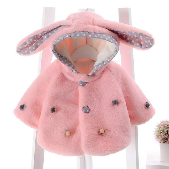 Avrntaa Girls Coat - Baby Girl Fall Winter Coat Ears Hood Hoodie Kid Clearance Pink Jacket Size 12-18 Months