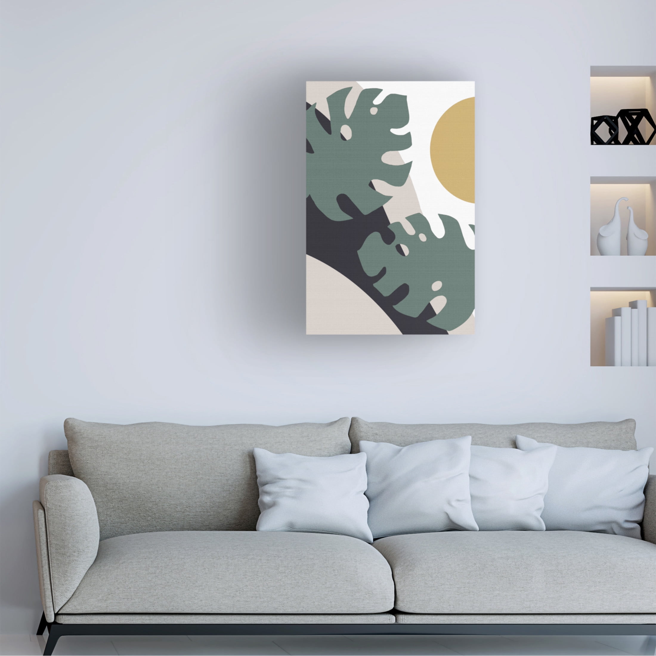 Canvas Wall Art - Pictufy Studio Ii 'Monstera Cut Out 01' Wall Art for Living Room, Bedroom, or Office Décor by Trademark Fine Art - 30 x 47 Inches