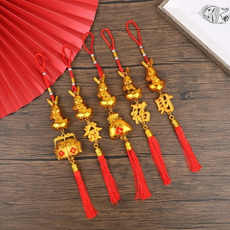 

1Pc 2023 Chinese New Year Rabbit Car Pendant Home Hanging Indoor Ornaments