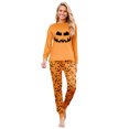 thumbnail image 3 of Halloween Family Pajamas Matching Set - 2 piece Pumpkin Face Print Long Sleeve Top & Pants Outfit,Casual Matching Family Halloween Pajamas for Xmas Celebration & Photos for L Pjs, 3 of 5