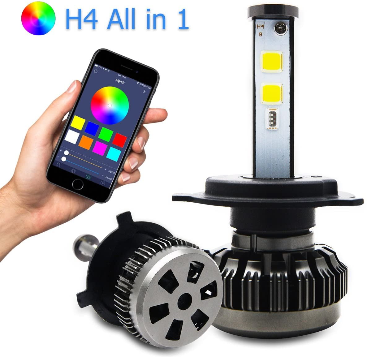 H4 RGB COLOR CHANGING LED HEADLIGHT KIT WIFI PHONE APP CONTROLLER LIGHT