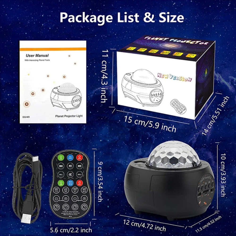 Star Galaxy Projector Night Light Wireless Music Planet Colorful Projection Lamp Children Kids Lamp Gift