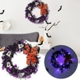thumbnail image 2 of Halloween Wreaths for Front Door, Lighted Door Wreath Fall Wreath with Purple Lights and Glitter Ghosts Bows for Home Wall Window Party Decor, 2 of 5