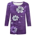 thumbnail image 5 of bnaln Womens Tops Dressy Casual 3/4 Sleeve Shirts Ladies Blouses Summer Boho Floral Printed Tees Blouse Crewneck Loose Fit T Shirts Elegant Tunic Tops Comfy Pullover Trendy Tshirts, 5 of 5
