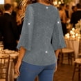 thumbnail image 7 of IUYRTFE Women's V-Neck Mesh Split Sleeve Top Glitter Party Blouse Loose Fit Evening Wear, 7 of 7