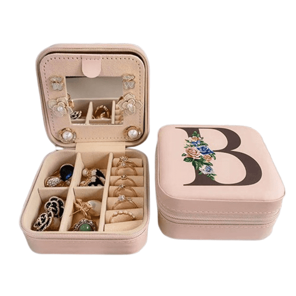 CCOCC Travel Jewelry Case,Anti-Tangle Design Jewelry Travel Case,Removable Compartments Jewelry Boxes for Women,10*10*5cm,B