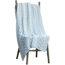 Aran SuperSoft Irish Throw 100% Premium Merino Wool Blanket Cable Knitted 38" x 60" Made in Ireland