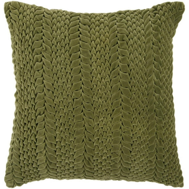 22" Avocado Green Scale Column Pattern Decorative Down Throw Pillow