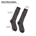 thumbnail image 2 of Xecao Musical Notes print thigh-high socks, crafted for both men and women with a stretchy, high-opaque design perfect for daily wear, 2 of 6