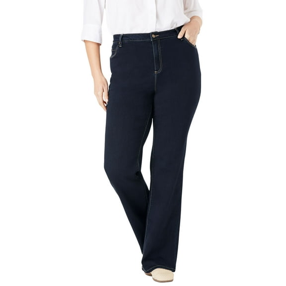 Woman Within Plus Size Tall Bootcut Stretch Comfort Denim Five-Pocket Jeans