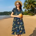 thumbnail image 4 of Balery Undersea Animals Pattern Womens Dresses Loose Short sleeve Sundresses Swimsuit Coverup 2025 Summer Casual Dress for Women - A-Line Swing Dress, 4 of 6