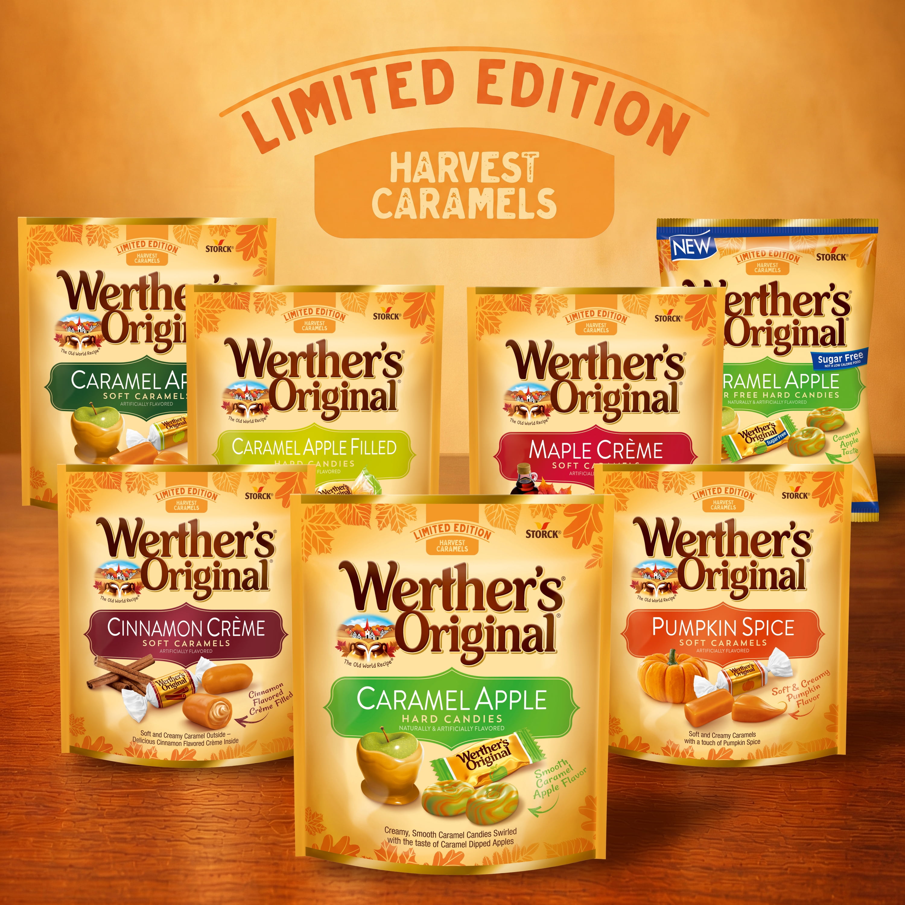 Werther's Original Limited Edition Fall Harvest Caramel Apple Hard Candies, 8.57 oz Bag