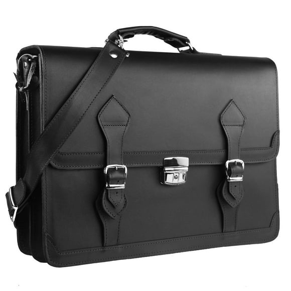 Lulumm Portafolio para Hombre en Piel Auténtica, Maletín Ejecutivo, Portafolio de Cuero con Llave, Hecho en México, Bolso de Hombro para Negocios, Oficina y Viajes, Tamaño Oficio 7435