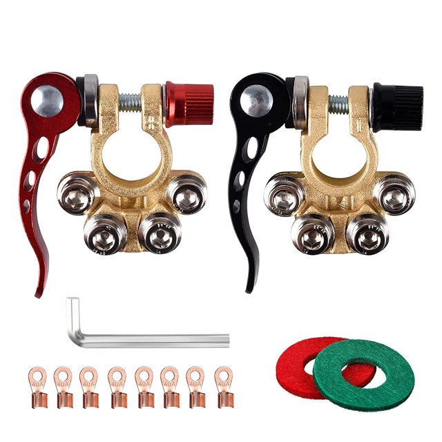 TopOne 1 Set Pure Copper Car Battery Pile Head Battery Terminal Connector Porous Battery Clamp
