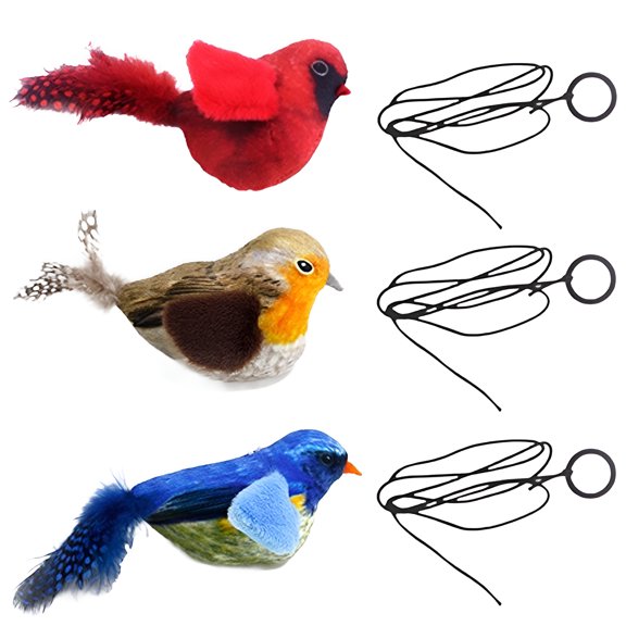 BESTSKY 3Pcs Flapping Bird Cat Toy,Repeated Sound Cycles Cat Bird Toy,Endless Play Engagement Bird Cat Toy,Style1