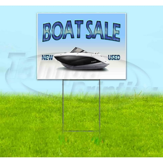 Boat Sale (18" x 24") Yard Sign, Includes Metal Step Stake