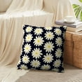 thumbnail image 4 of LALILO Throw Pillow Covers With Flowers Cream And Yellow Dark Blue Cushion Cover 18" x 18", 2 Pack, 4 of 6