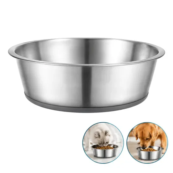 Nonslip Stainless Steel Dog Cat Bowls Set, Anti-Tip Silicone Base Pet Feeding Bowl, 2 Count 2 US Cup Cat Food and Water Bowl Set, Quiet Non-Scratch Puppy Bowls for Small Dogs Indoor Daily Feeding