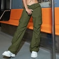 thumbnail image 2 of Women Pants Cargo Pants Woman Relaxed Fit Baggy Clothes With Pockets Loose Plus Size Womans Parachute Pant Green Cargo Joggers Pants Black Cargo Pants Women Wide Leg Trousers Women, 2 of 8
