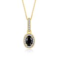 thumbnail image 2 of RYLOS Matching Jewelry  14K Yellow Gold Halo Pendant Necklace & Matching Ring. Gemstone & Diamonds, 18" Chain. 6X4MM Onyx October Birthstone Jewelry Size 6, 2 of 5