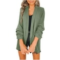 thumbnail image 2 of Winter Warm Coats for Women, Ladies Solid Ladies Suit Turn-down Collar Cardigan Casual Coat Jackets Green L, 2 of 6